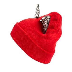 TASHA Jeweled Cat Ear Beanie, Red